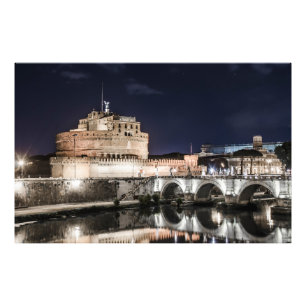 Castel Sant Angelo at night in Rome Photo Print