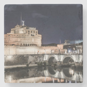 Castel Sant Angelo at night in Rome Stone Coaster