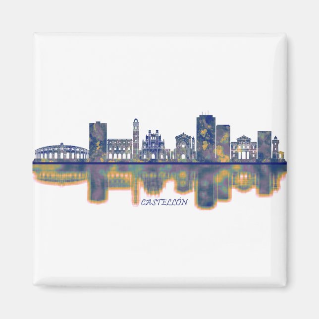 Castellón de la Plana Skyline Magnet (Front)