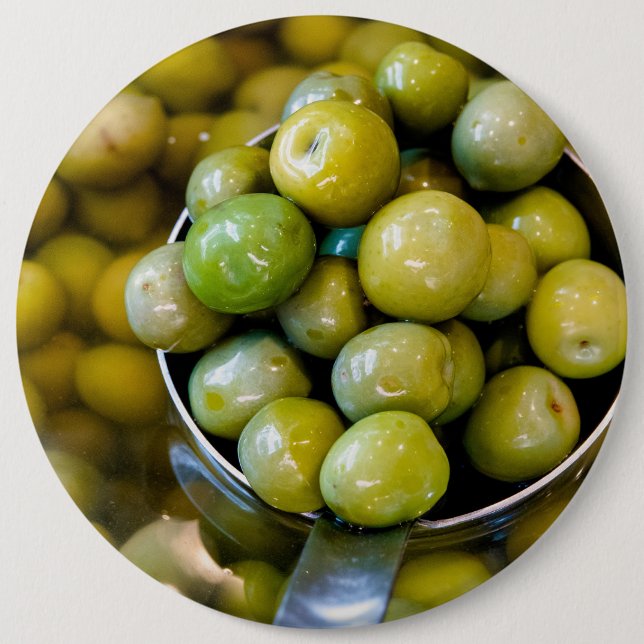 Castelvetrano Sweet Green Olives 6 Inch Round Button (Front)
