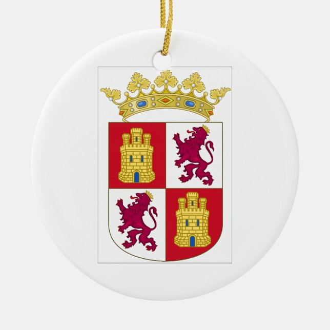 Castilla y Leon (Spain) Coat of Arms Ceramic Ornament (Front)