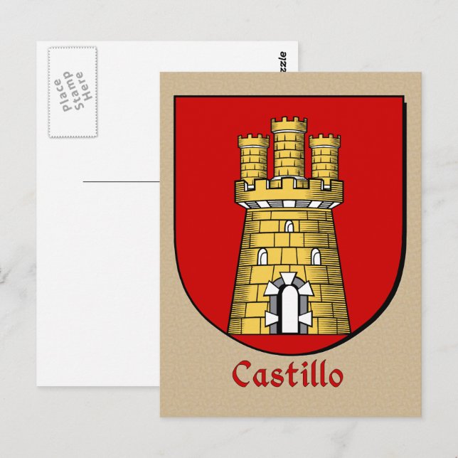 Castillo Ancestral Heraldic Shield Postcard (Front/Back)