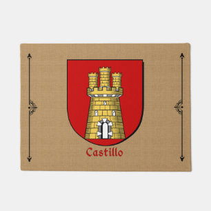 Castillo Historical Shield on Burlap Background Doormat