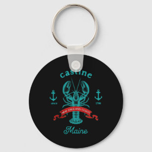 Castine Maine Lobster Fishing Vacation Beach Souve Keychain