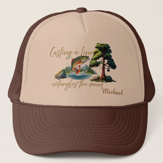 Casting A Line Untangles The Mind Custom  Trucker Hat (Front)