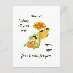 Casting all your care upon Him 1 Peter 5:7 Quote Postcard