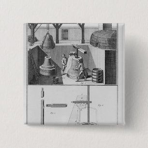 Casting bells, illustration from 'Encyclopedia' 2 Inch Square Button