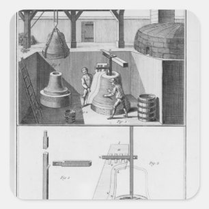 Casting bells, illustration from 'Encyclopedia' Square Sticker