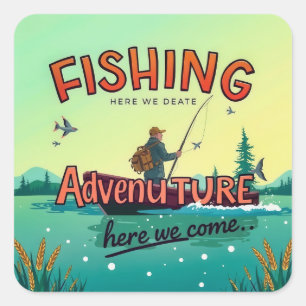 Casting into Adventure: A Fishing Expedition Await Square Sticker