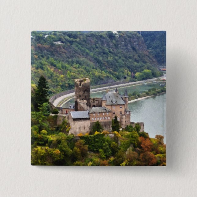 Castle 2 Inch Square Button (Front)