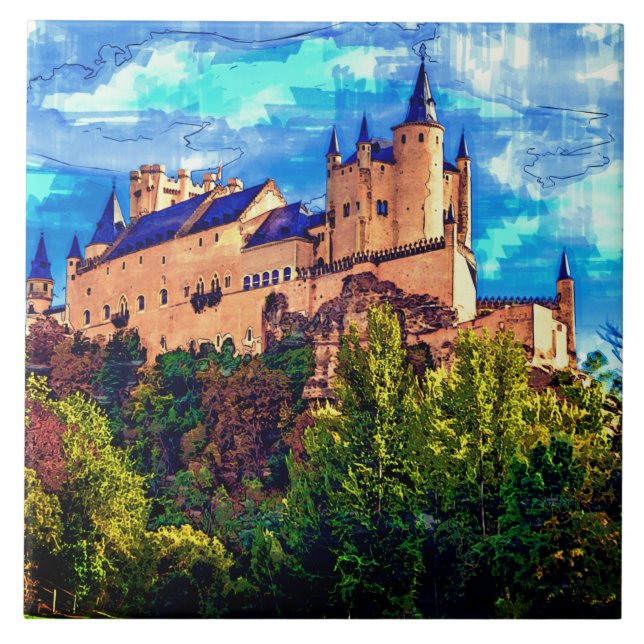 Castle Alcazar, Segovia, Spain. Tile (Front)