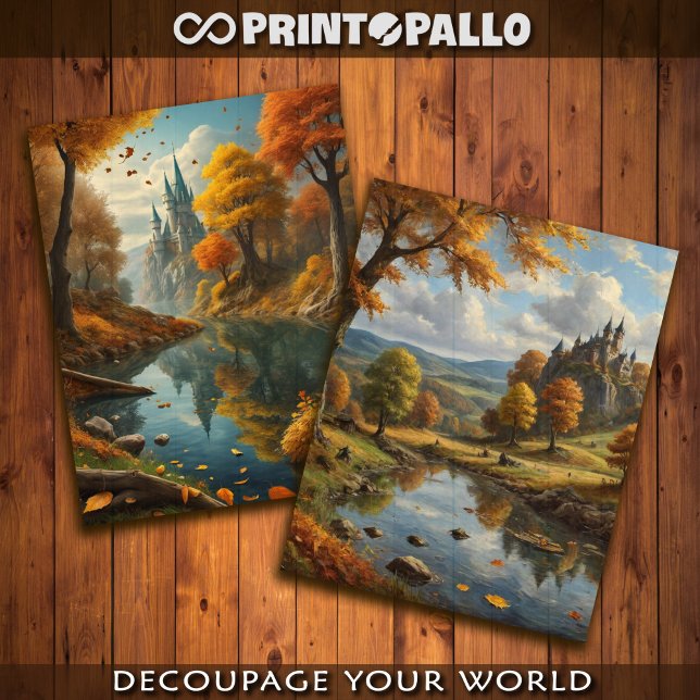 Castle and a river in autumn  tissue paper (Creator Uploaded)
