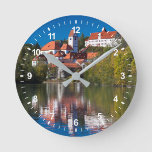 Castle and Abby by the River Round Clock