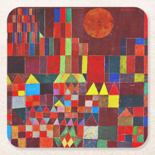 Castle and Sun, Paul Klee Square Paper Coaster