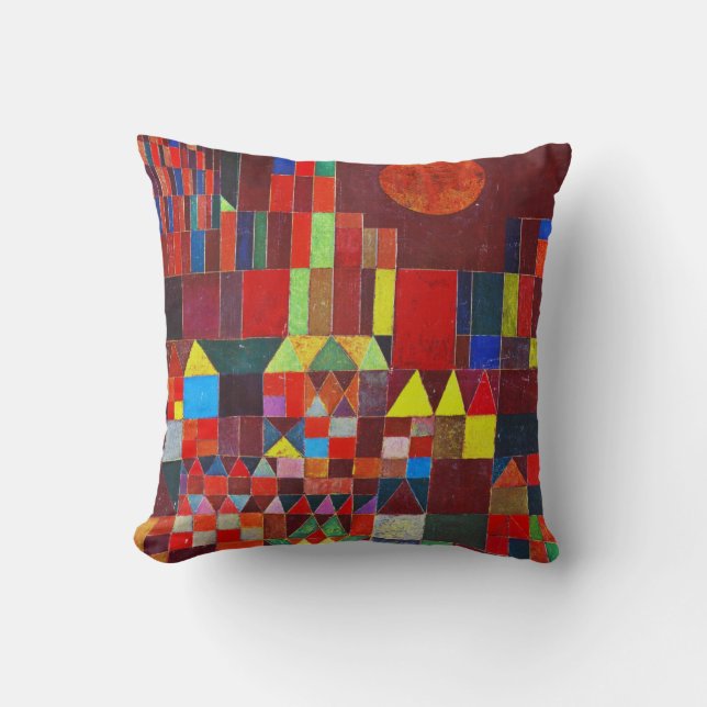 Castle and Sun, Paul Klee Throw Pillow (Front)