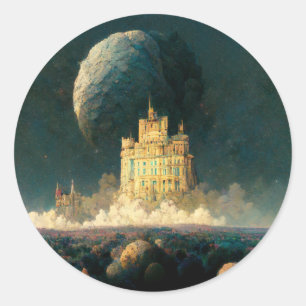 Castle At The Edge Of The World Fantasy Sci-Fi Classic Round Sticker