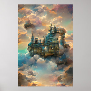 Castle, Cartoon Castle, Castle In Sky, Medieval  Poster