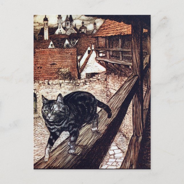 Castle Cat Rackham Illustration Postcard (Front)