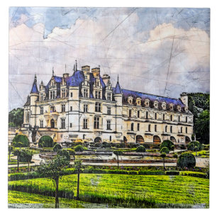 Castle Chenonceau. France. Tile
