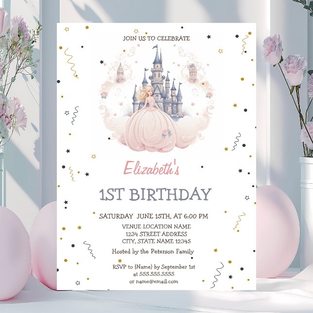 Castle Clouds Princess Fairytale Birthday  Invitation (Creator Uploaded)
