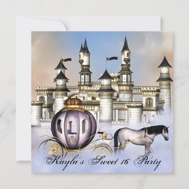 Castle Clouds Princess Fairytale Sweet 16 Party Invitation (Front)