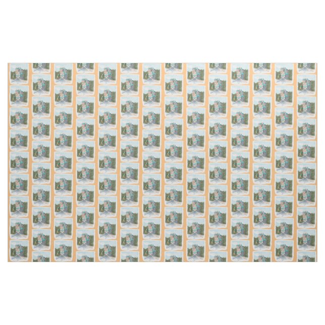 Castle Colourful Illustration Fabric (Yard)