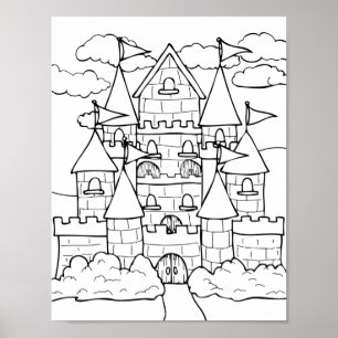 Castle Colouring Page Poster
