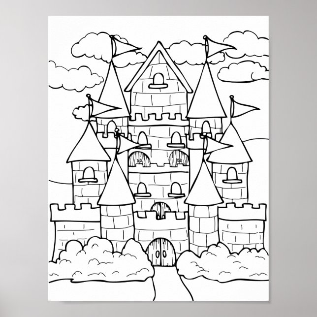 Castle Colouring Page Poster (Front)