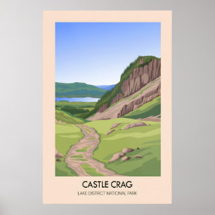 Castle Crag Mountain Lake District Travel Poster