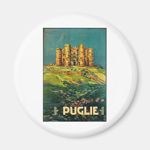 Castle del Monte Puglie Vintage Travel Art Magnet