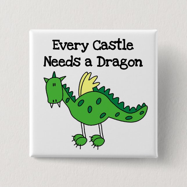 Castle Dragon 2 Inch Square Button (Front)