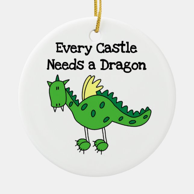 Castle Dragon Ceramic Ornament (Front)