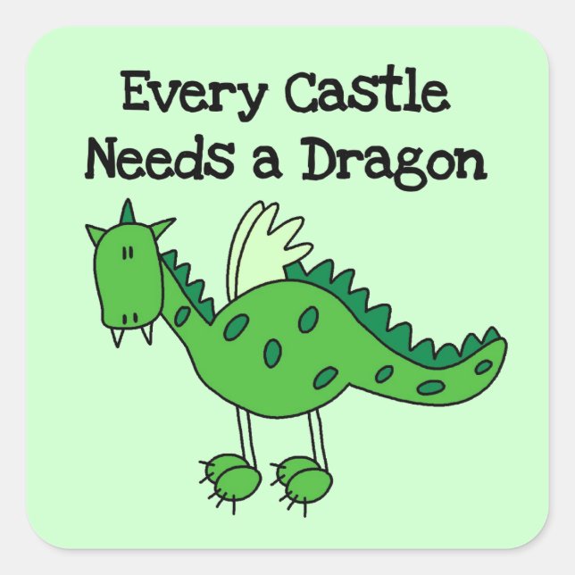 Castle Dragon Square Sticker (Front)