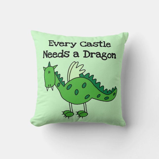 Castle Dragon Throw Pillow (Front)