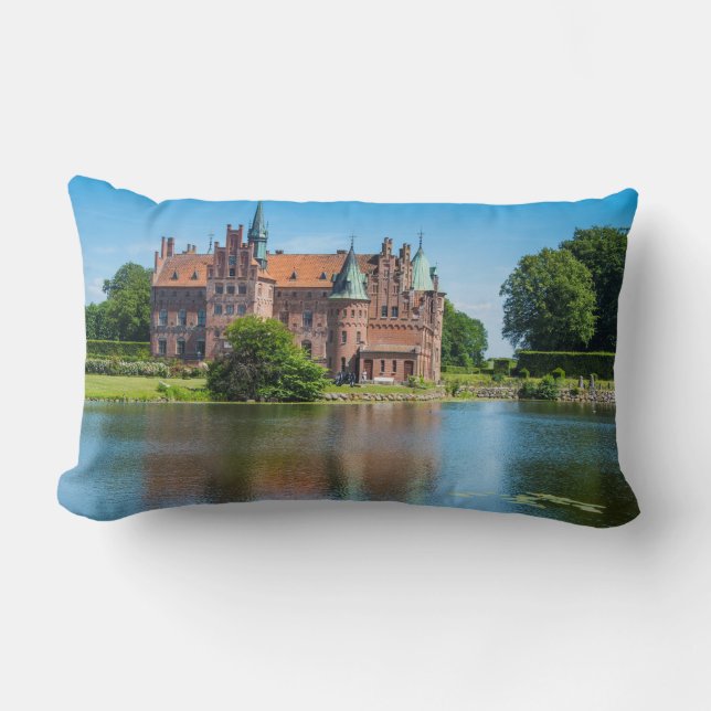 Castle Egeskov By A Pond Lumbar Pillow (Front)