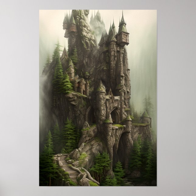 Castle Enchanted Forest Fantasy Art Poster (Front)