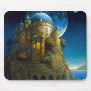 Castle Fantasy Moon Landscape Mouse Pad