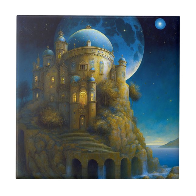 Castle Fantasy Moon Landscape Tile (Front)