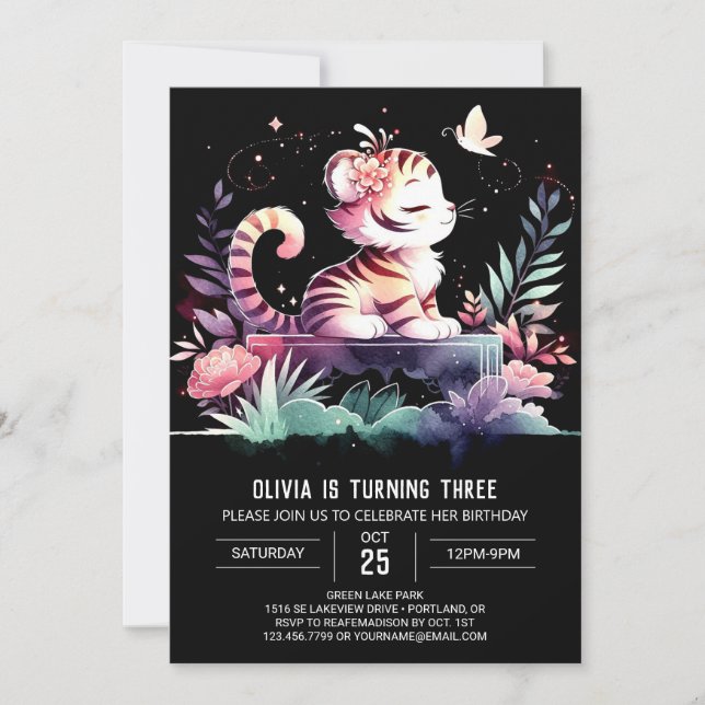 Castle Forest Tiger Birthday Invitation (Front)