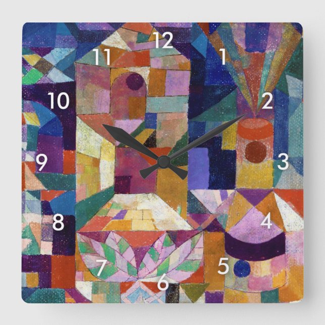 Castle Garden, Paul Klee Square Wall Clock (Front)