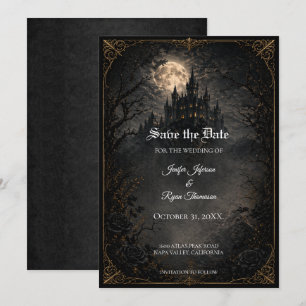 Castle Gothic wedding save the date invitation