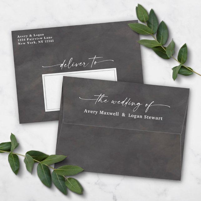 Castle Grey Watercolor A7 5x7 Wedding Invitation Envelope (Creator Uploaded)