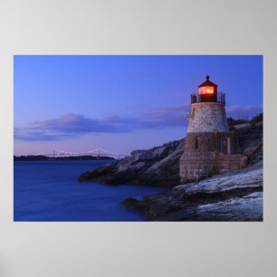 Castle Hill Lighthouse and Newport Bridge Poster
