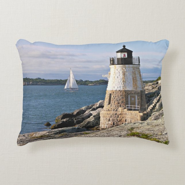 Castle Hill Lighthouse, Rhode Island Accent Pillow (Front)