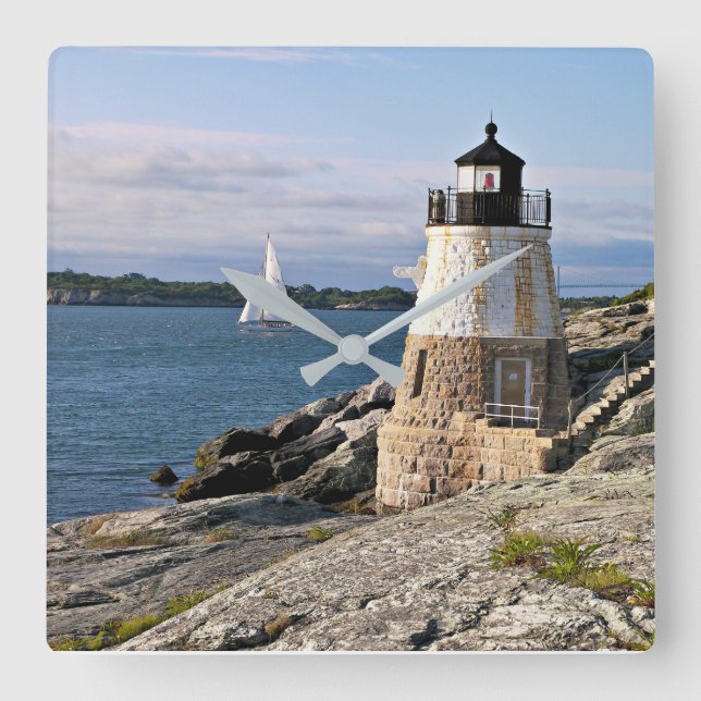 Castle Hill Lighthouse, Rhode Island Square Wall Clock (Front)