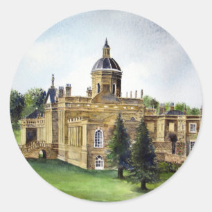 Castle Howard North Yorkshire Watercolor Painting Classic Round Sticker