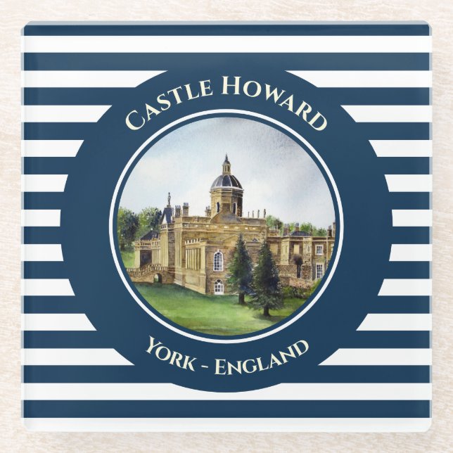 Castle Howard York England Watercolor Painting Glass Coaster (Front)