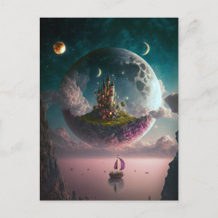 Castle In The Moon Fantasy Art Postcard