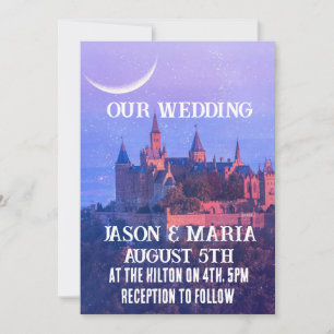 CASTLE MOON BLUE GOTHIC CUSTOM WEDDING INVITATIONS