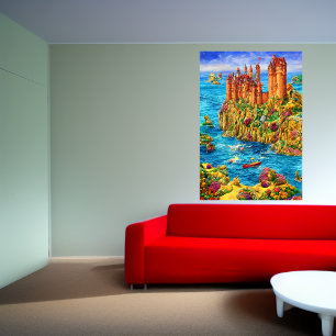 Castle near the sea   AI Art Poster